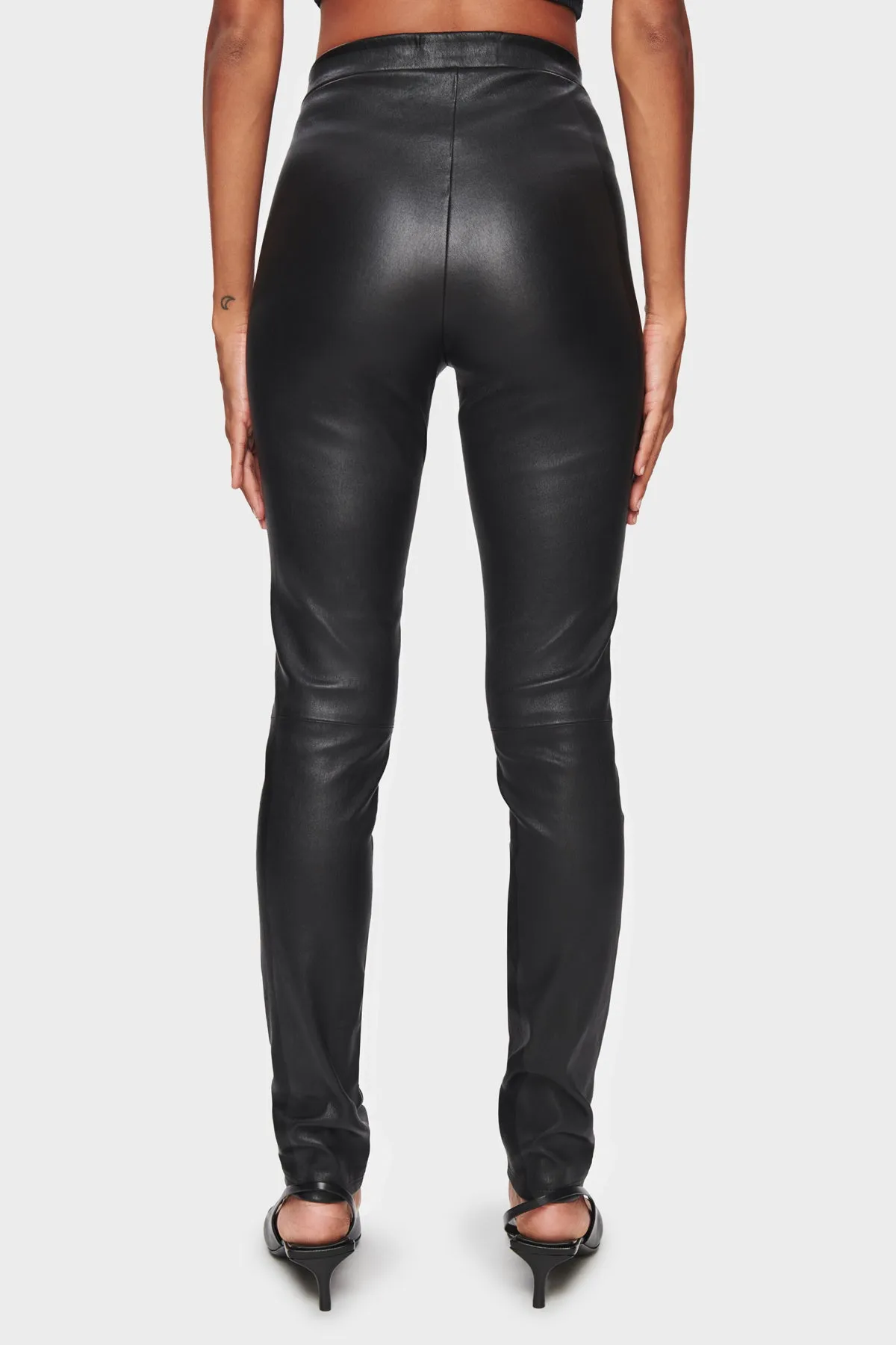 DSTLD Women's Leather Leggings in Black