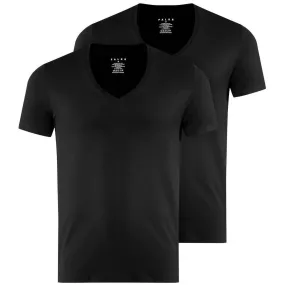 Falke Daily Comfort Deep V-Neck 2 Pack T-Shirt - Black