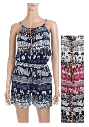 Girls Casual Elephant Printed Rompers Wholesale