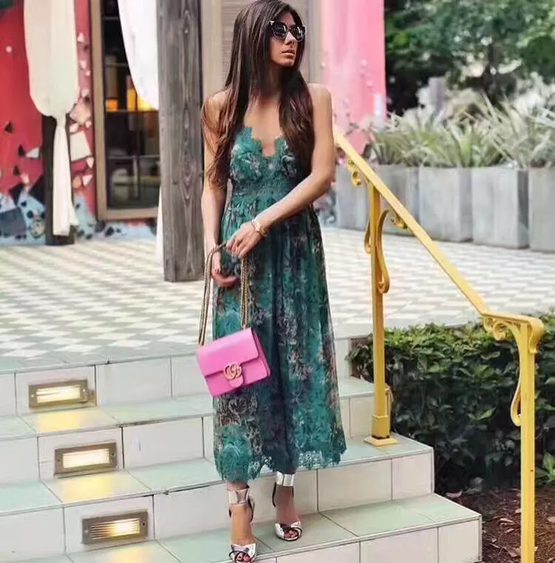 Green chiffon floral jumpsuit