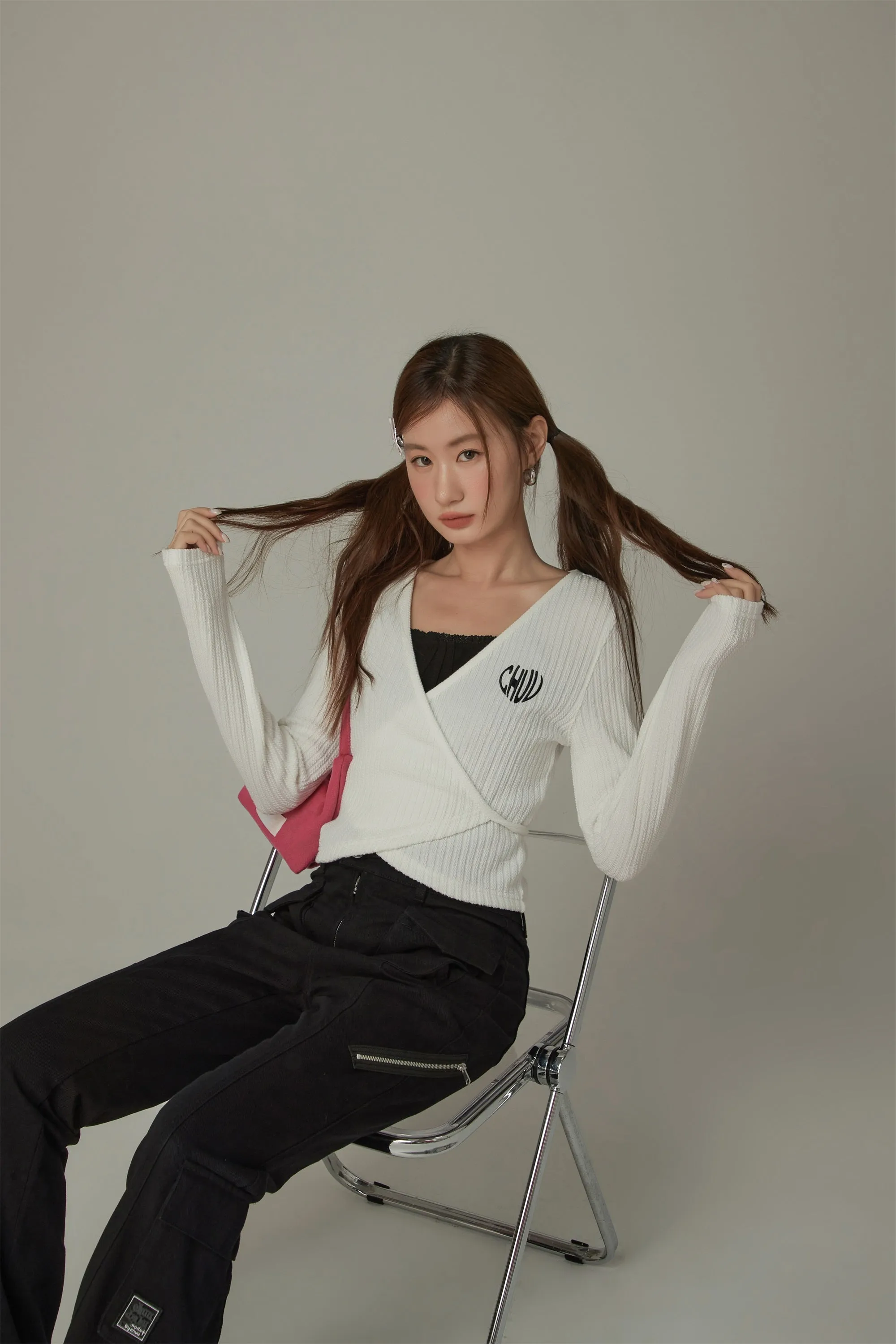 Heart Chuu Wrap Long Sleeves Cardigan