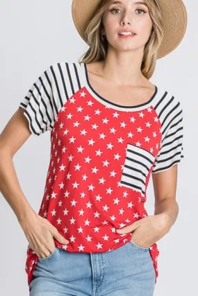 Heimish Full Size Star & Striped Round Neck Short Sleeve T-Shirt Plus Size