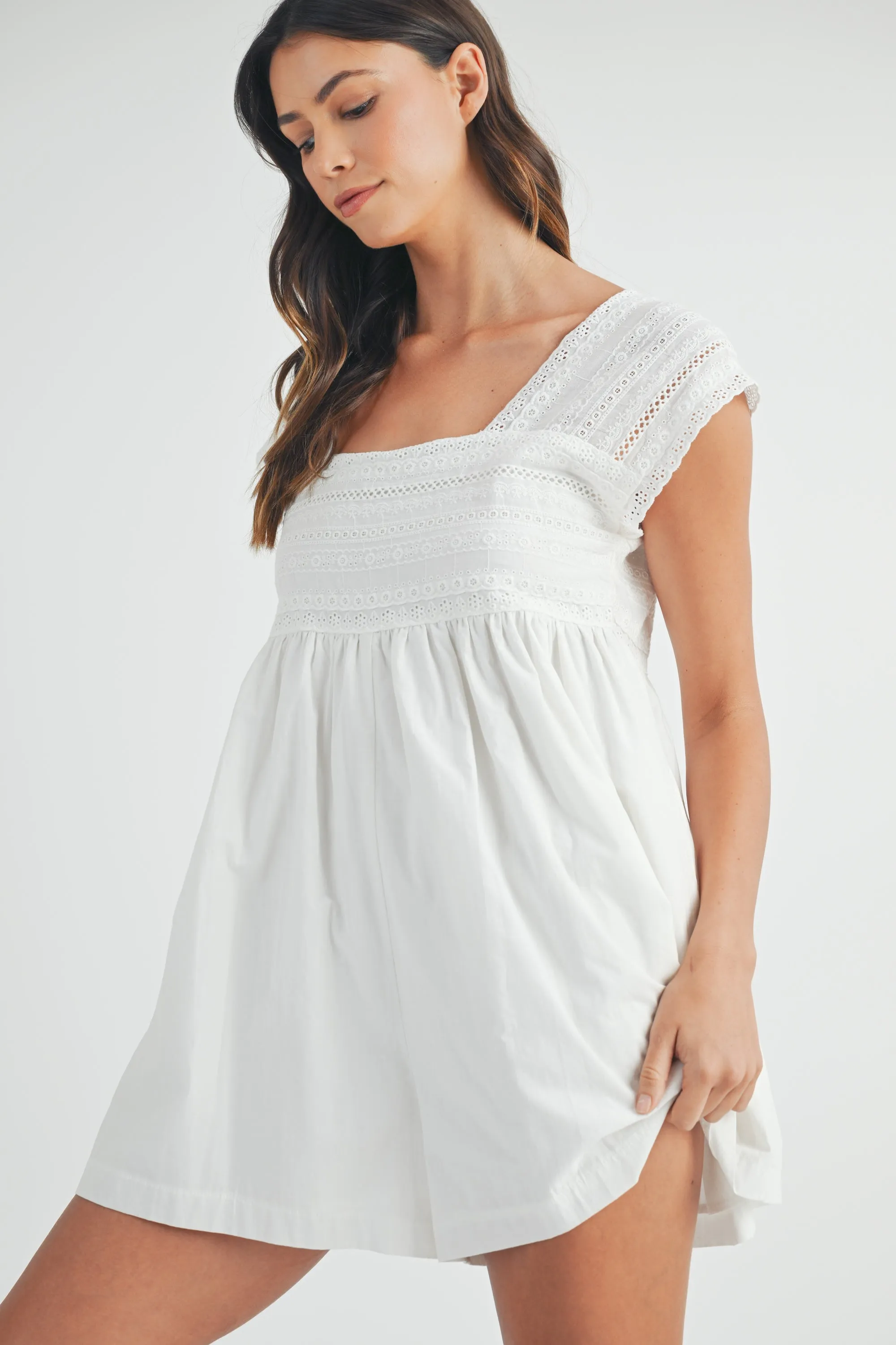 HIRA SQUARE NECK LACE TRIM ROMPER