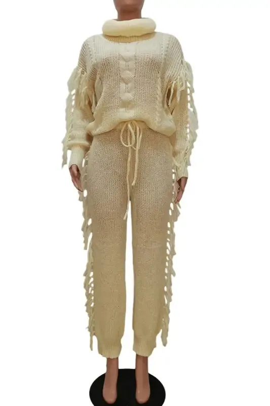 Knitted Loose Turtle Neck Sweater Pant Set