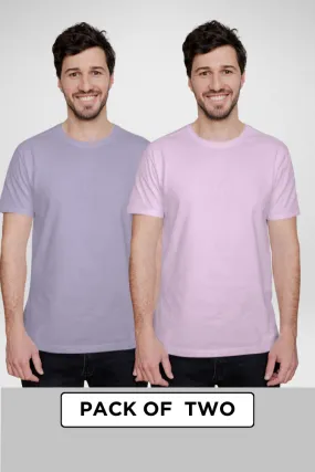 Lavender and Light Pink Plain T-shirts Combo for Men