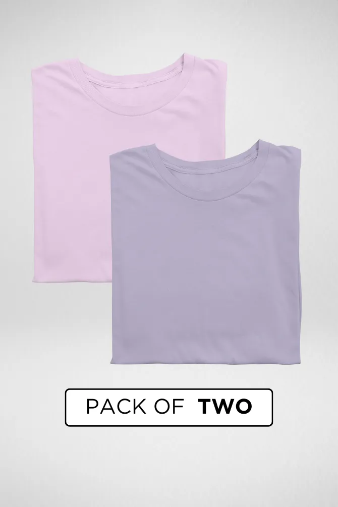 Lavender and Light Pink Plain T-shirts Combo for Men