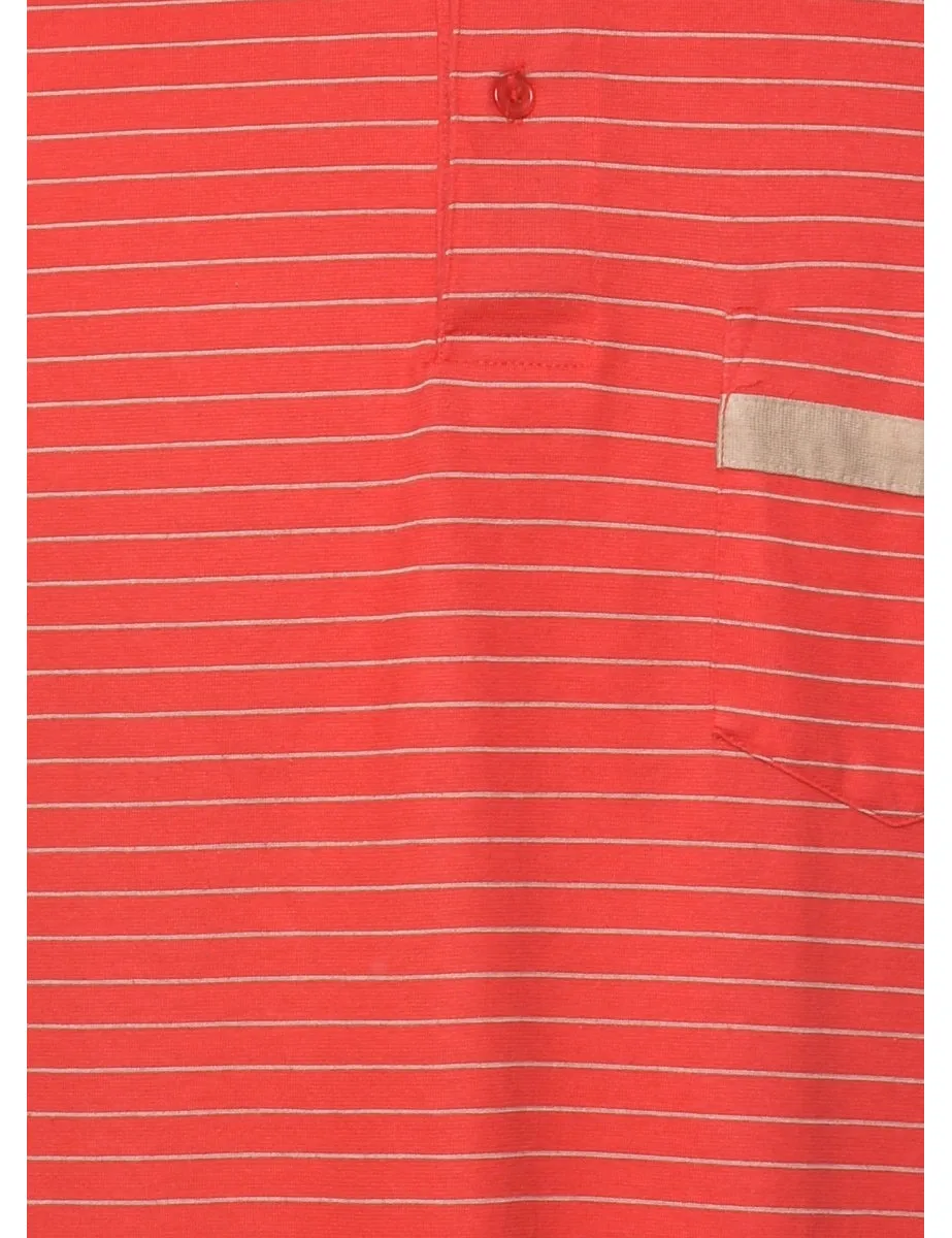 London Fog Red Striped Polo Shirt - M