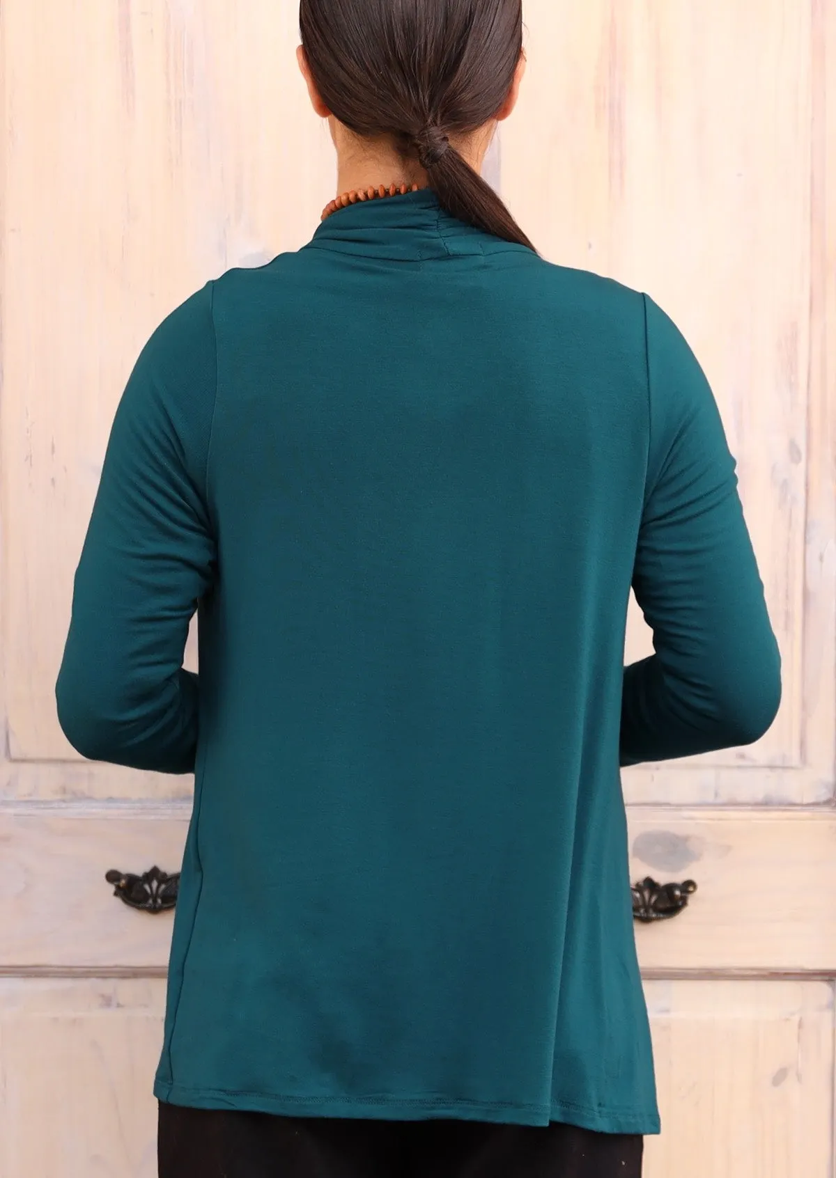 Long Sleeve Stretch Cardi Teal