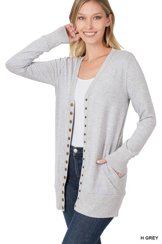 Long Snap Front Cardigan - Final Sale