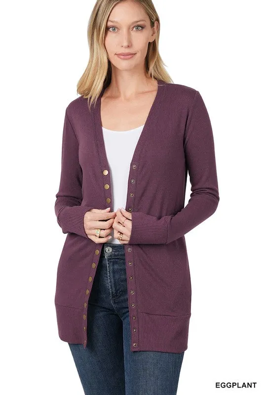 Long Snap Front Cardigan - Final Sale