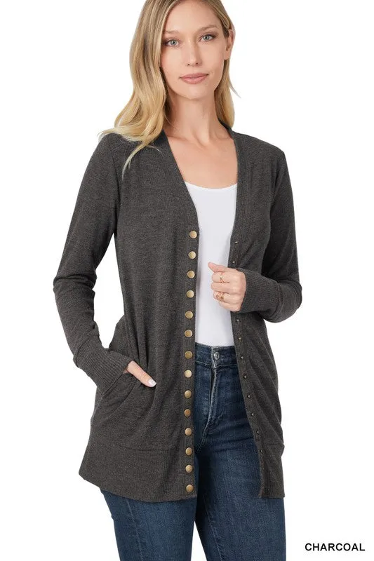 Long Snap Front Cardigan - Final Sale