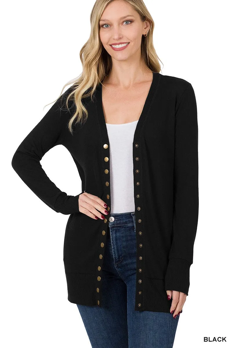 Long Snap Front Cardigan - Final Sale