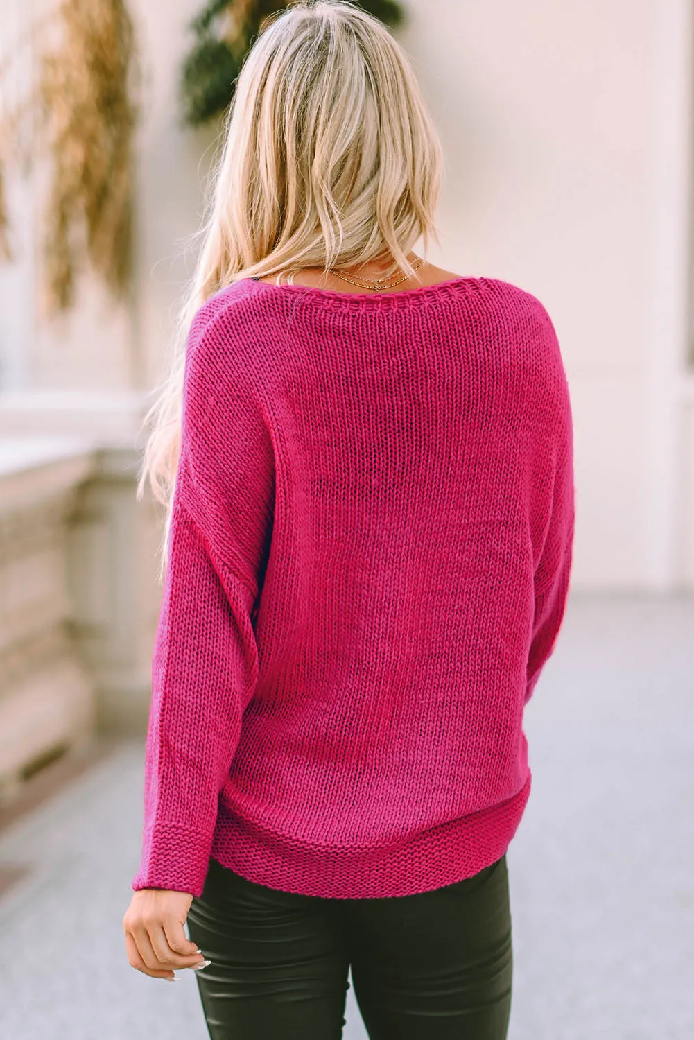 Loose Knitted V Neck Sweater