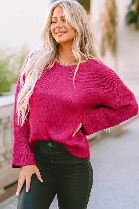 Loose Knitted V Neck Sweater