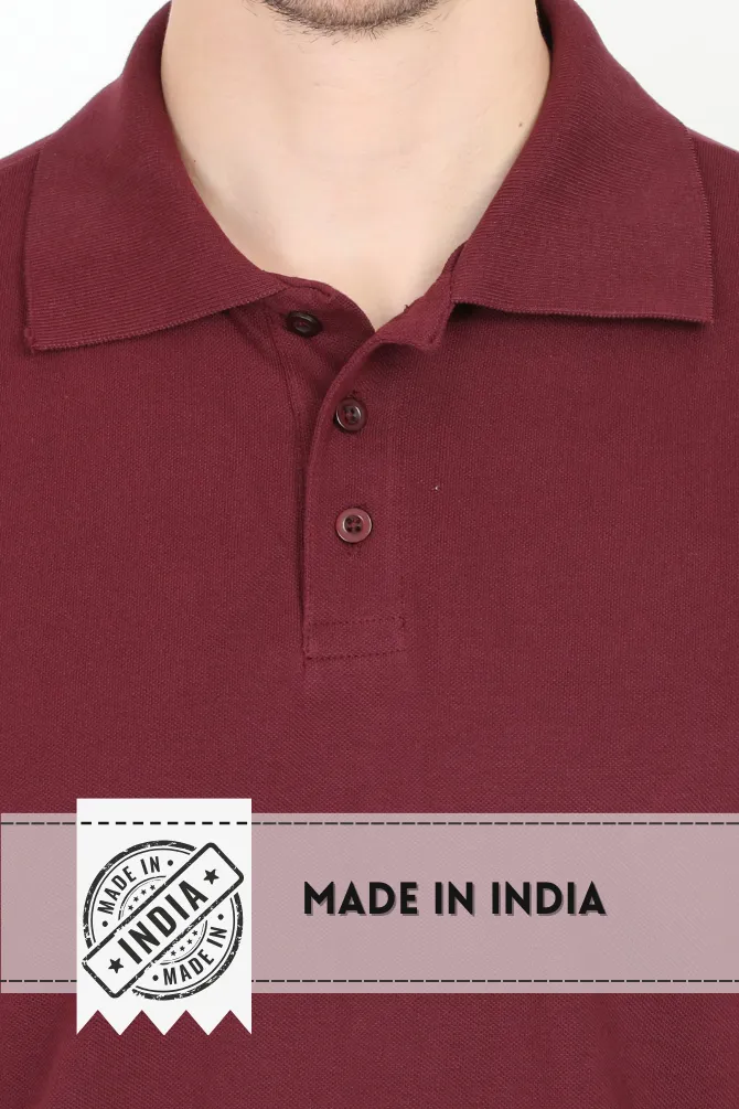 Maroon and Coffee Brown Polo T-Shirts Combo for Men