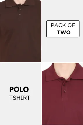 Maroon and Coffee Brown Polo T-Shirts Combo for Men