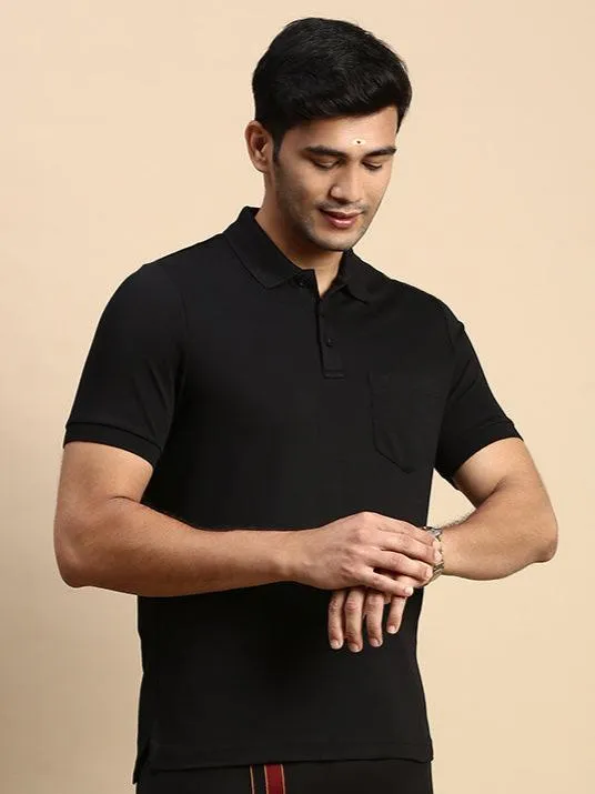 Mens Expert Polo Tshirt with Pocket Jet Black EPD14