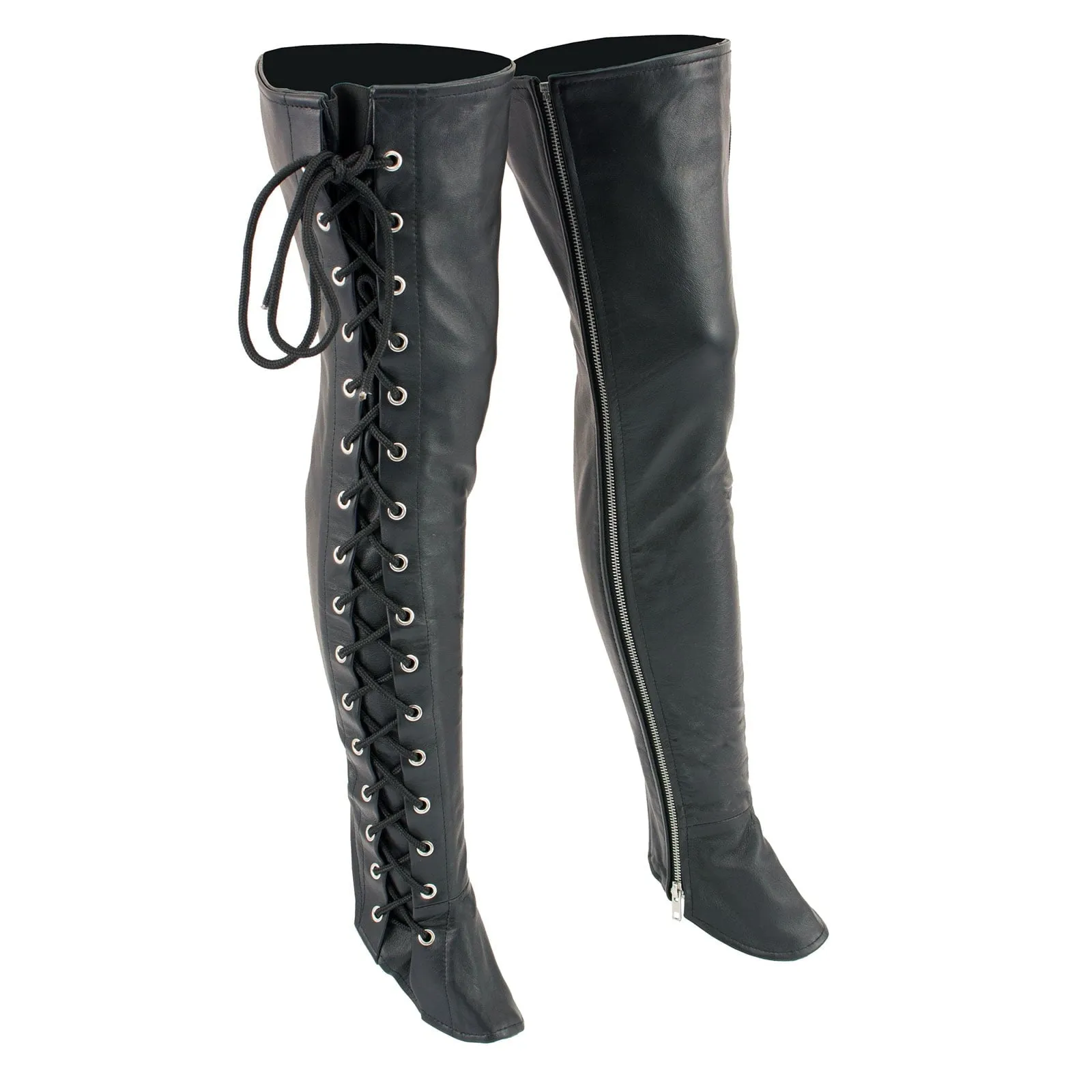 Milwaukee Leather LKL6760 Women's Black Thigh High Leather Side Lace