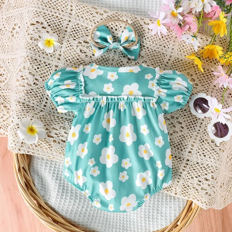 Multi-Pattern Floral Printed Onesie Romper