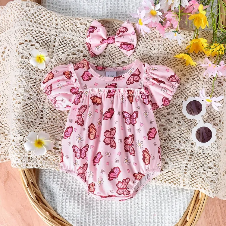 Multi-Pattern Floral Printed Onesie Romper