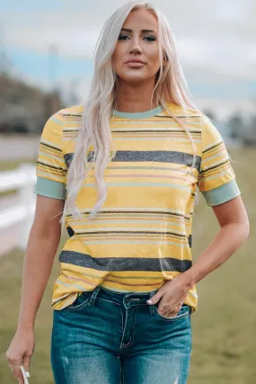 Multicolored Striped Round Neck Tee