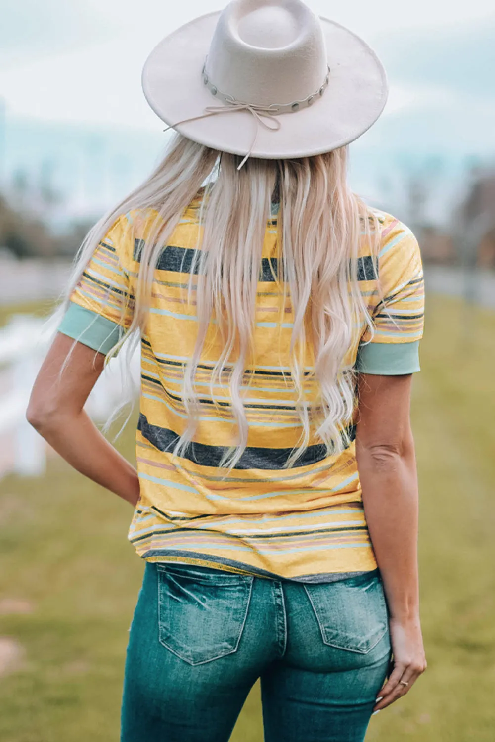 Multicolored Striped Round Neck Tee