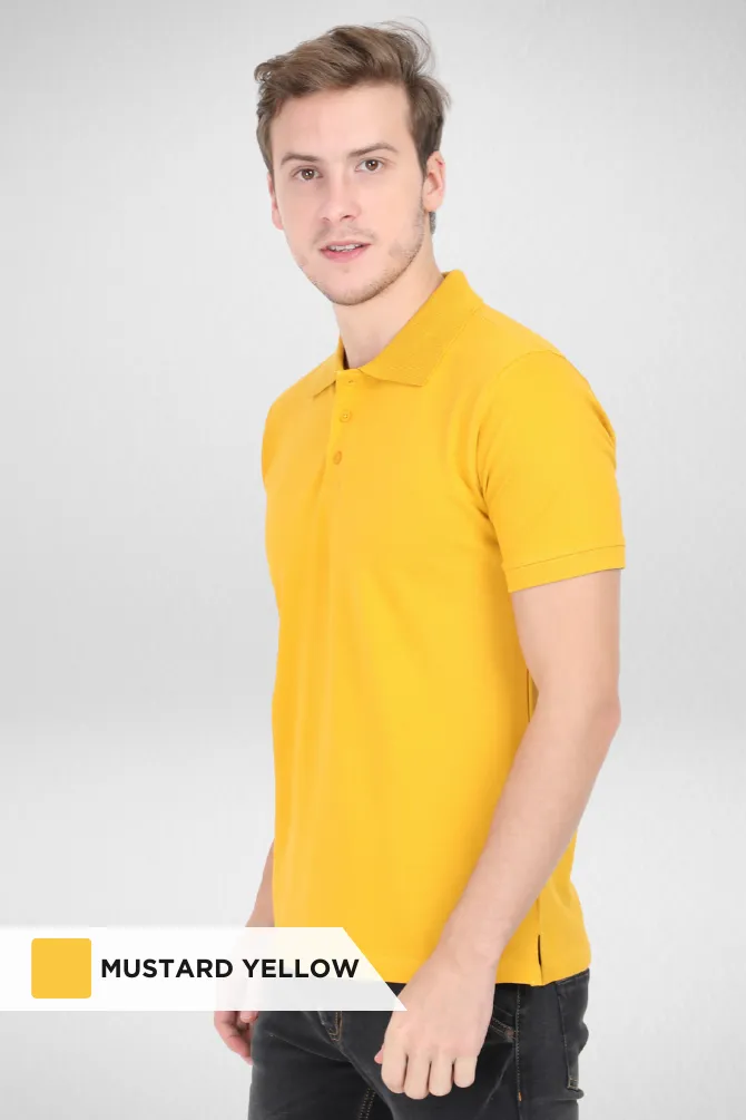 Mustard Yellow and Petrol Blue Polo T-Shirts Combo for Men