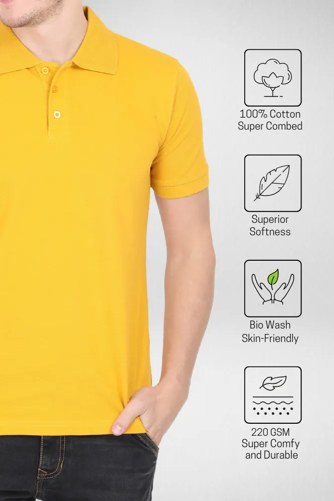 Mustard Yellow and Petrol Blue Polo T-Shirts Combo for Men