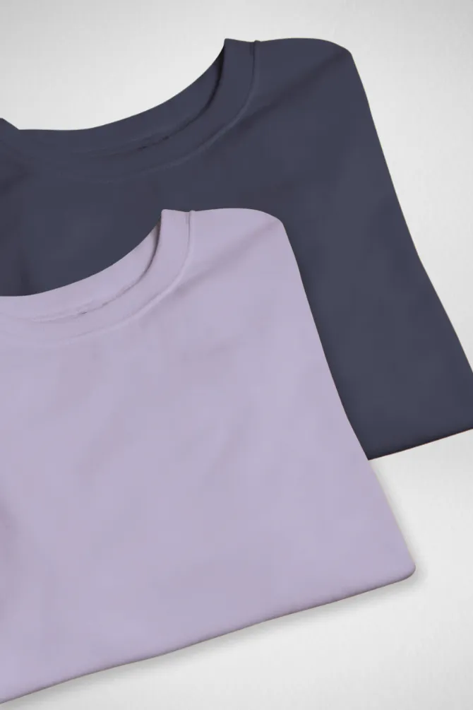 Navy Blue and Lavender Oversized T-Shirts Combo for Women