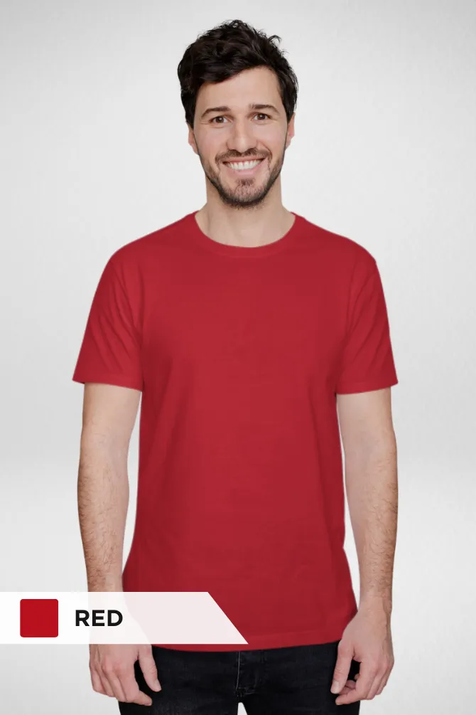 Navy Blue and Red Plain T-shirts Combo for Men