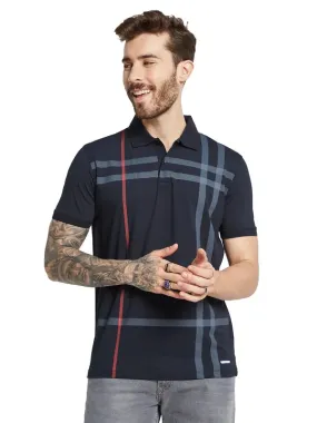 Octave Men Striped Polo Collar Raw Edge T-Shirt