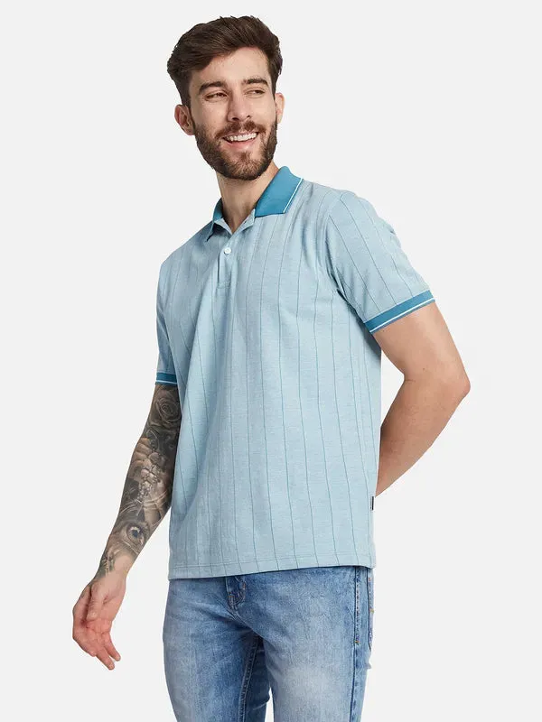 Octave Ss24 Men Polo Collar Striped T-Shirt