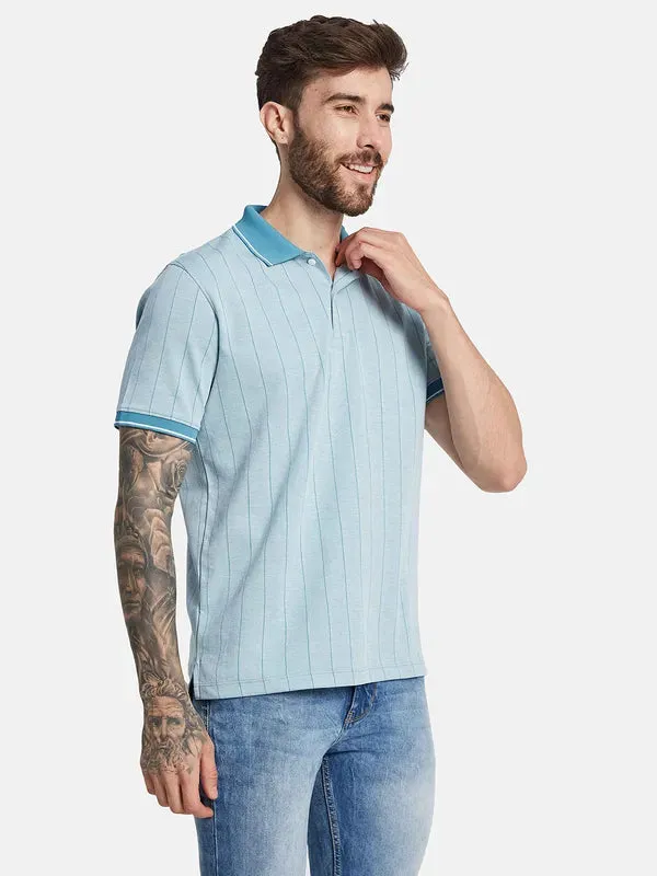 Octave Ss24 Men Polo Collar Striped T-Shirt