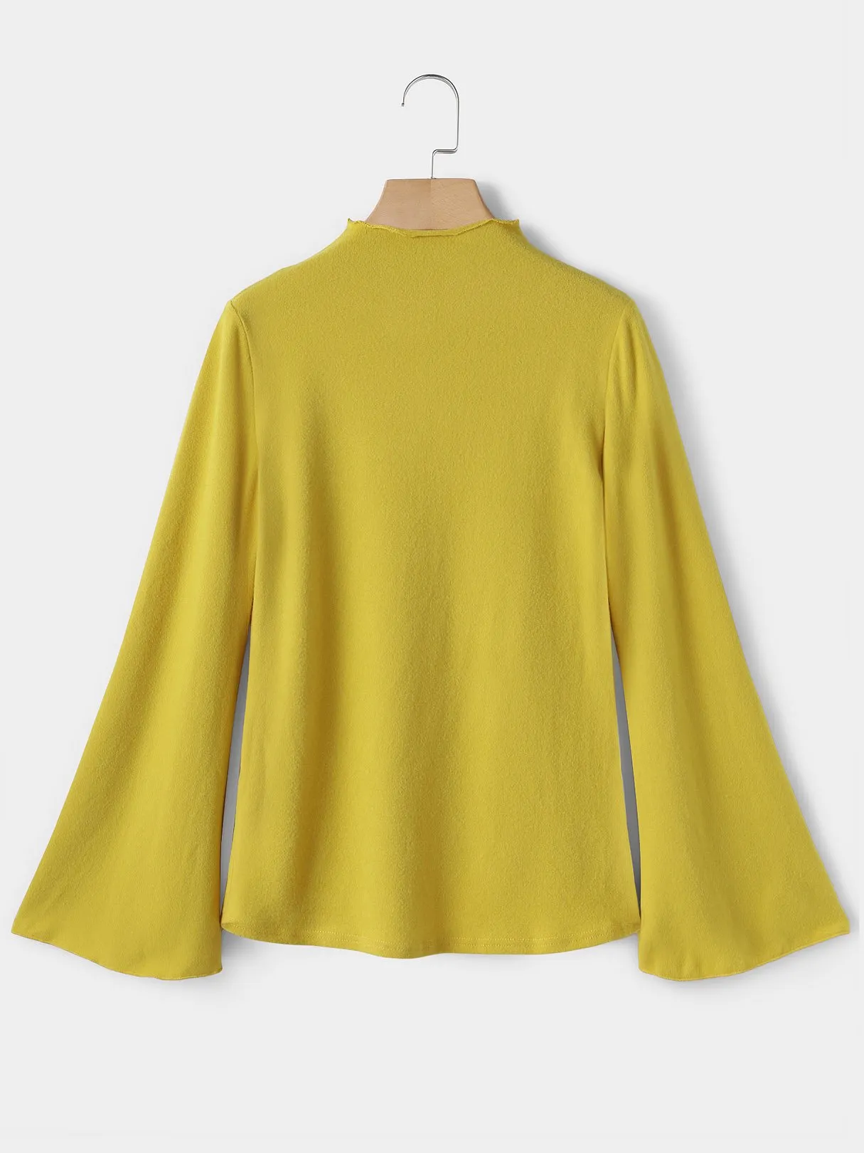 OEM ODM Chimney Collar Plain Long Sleeve Yellow T-Shirts