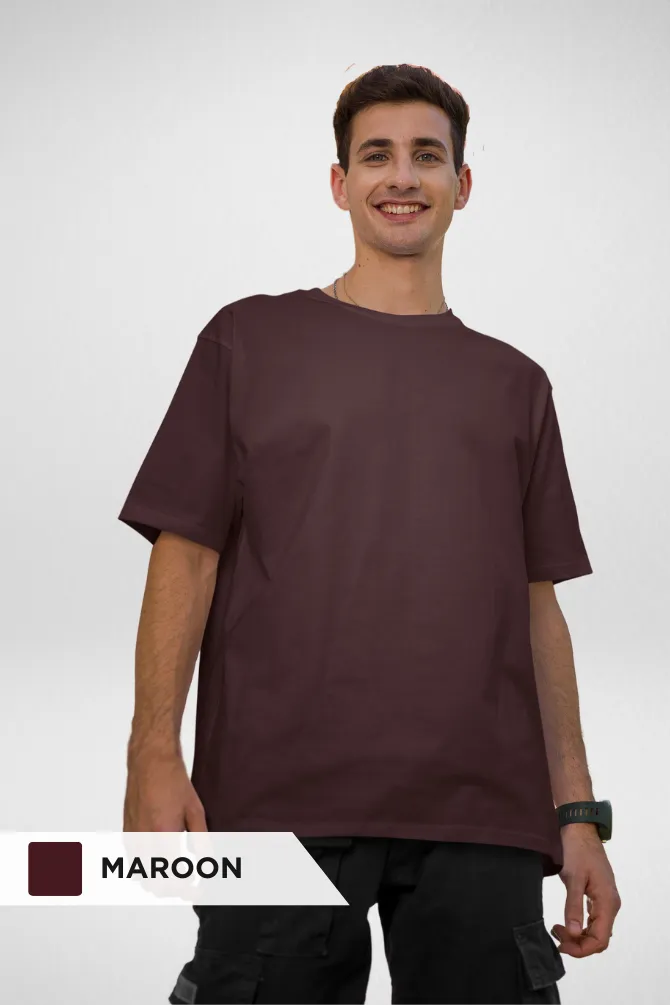 Olive Green and Maroon Oversized T-Shirts Combo for Men