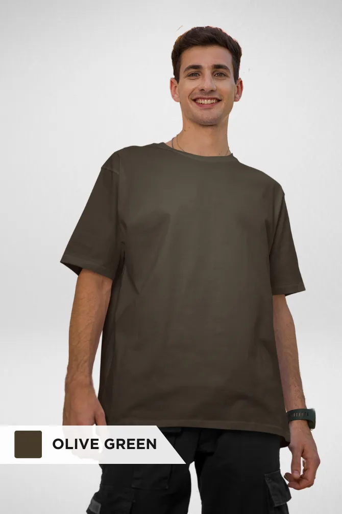 Olive Green and Maroon Oversized T-Shirts Combo for Men