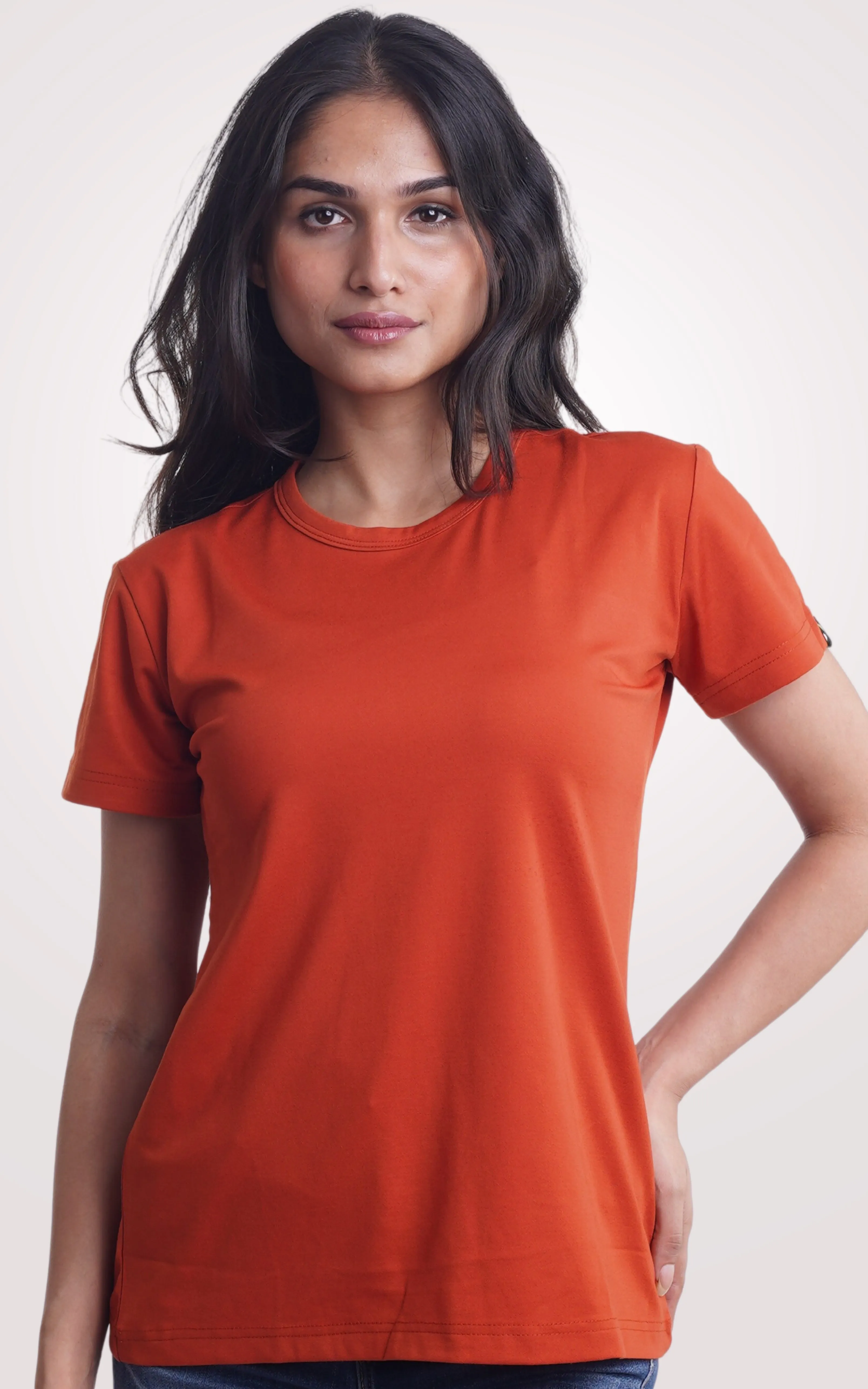 Orange Plain tshirt for women