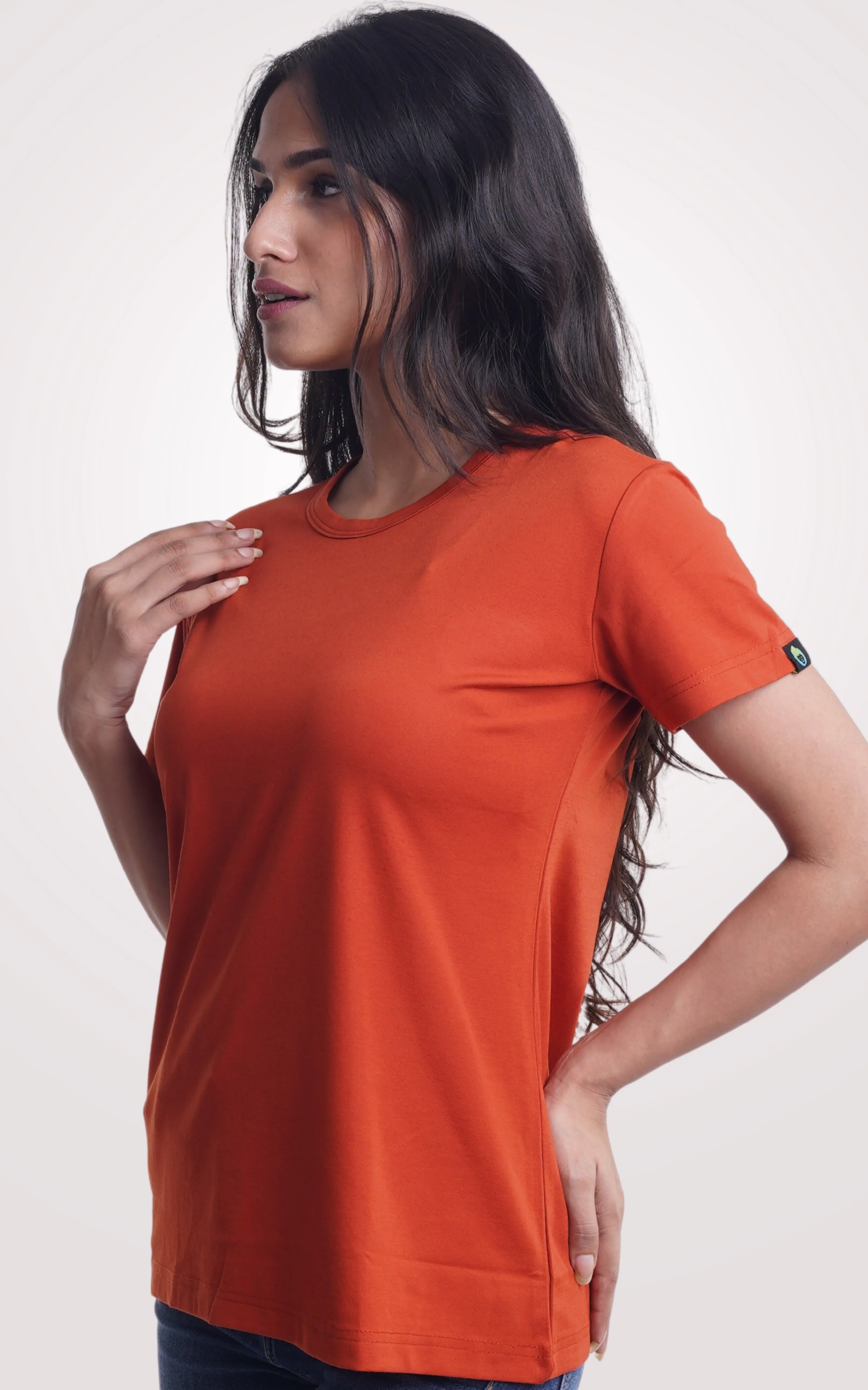 Orange Plain tshirt for women