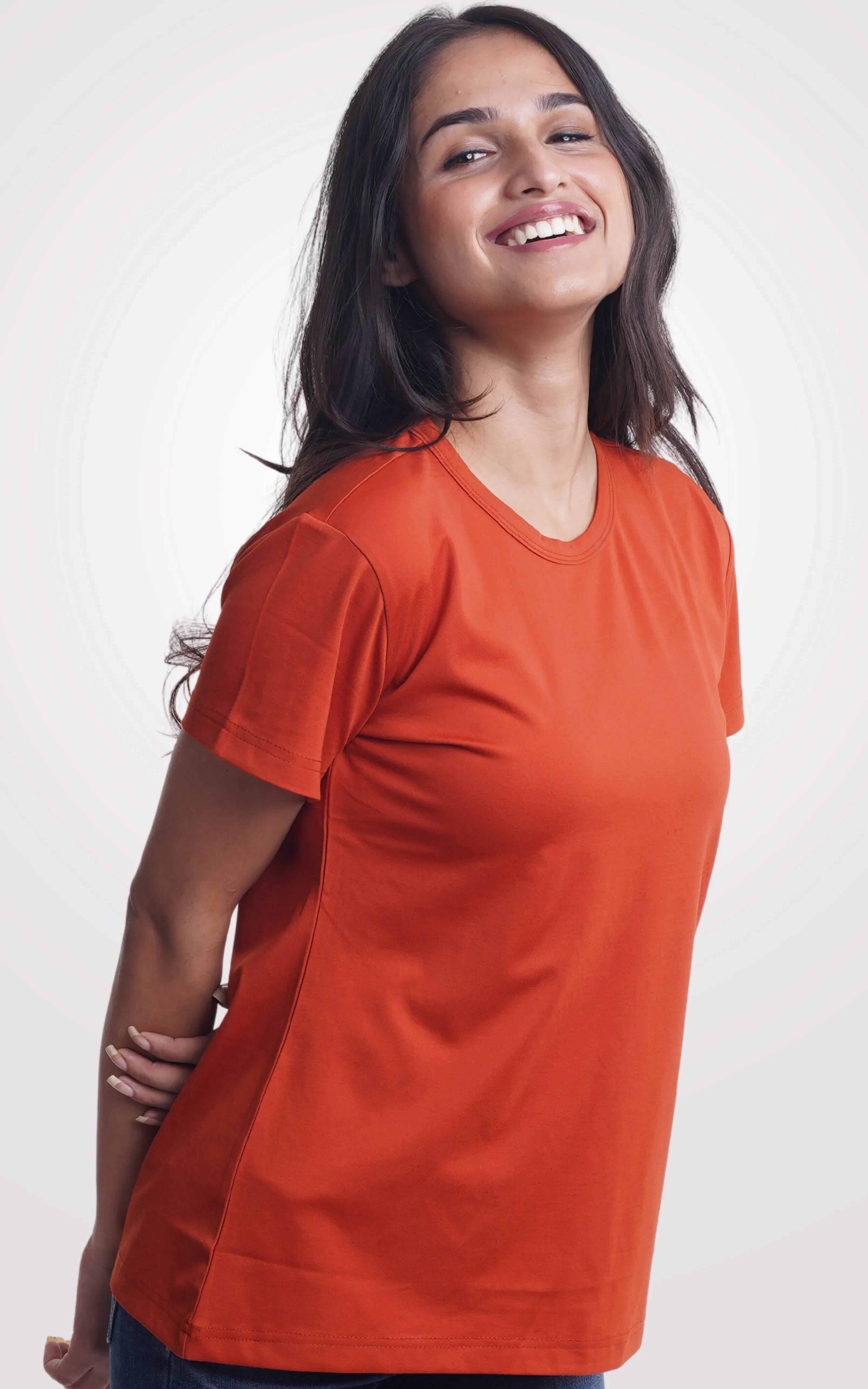 Orange Plain tshirt for women