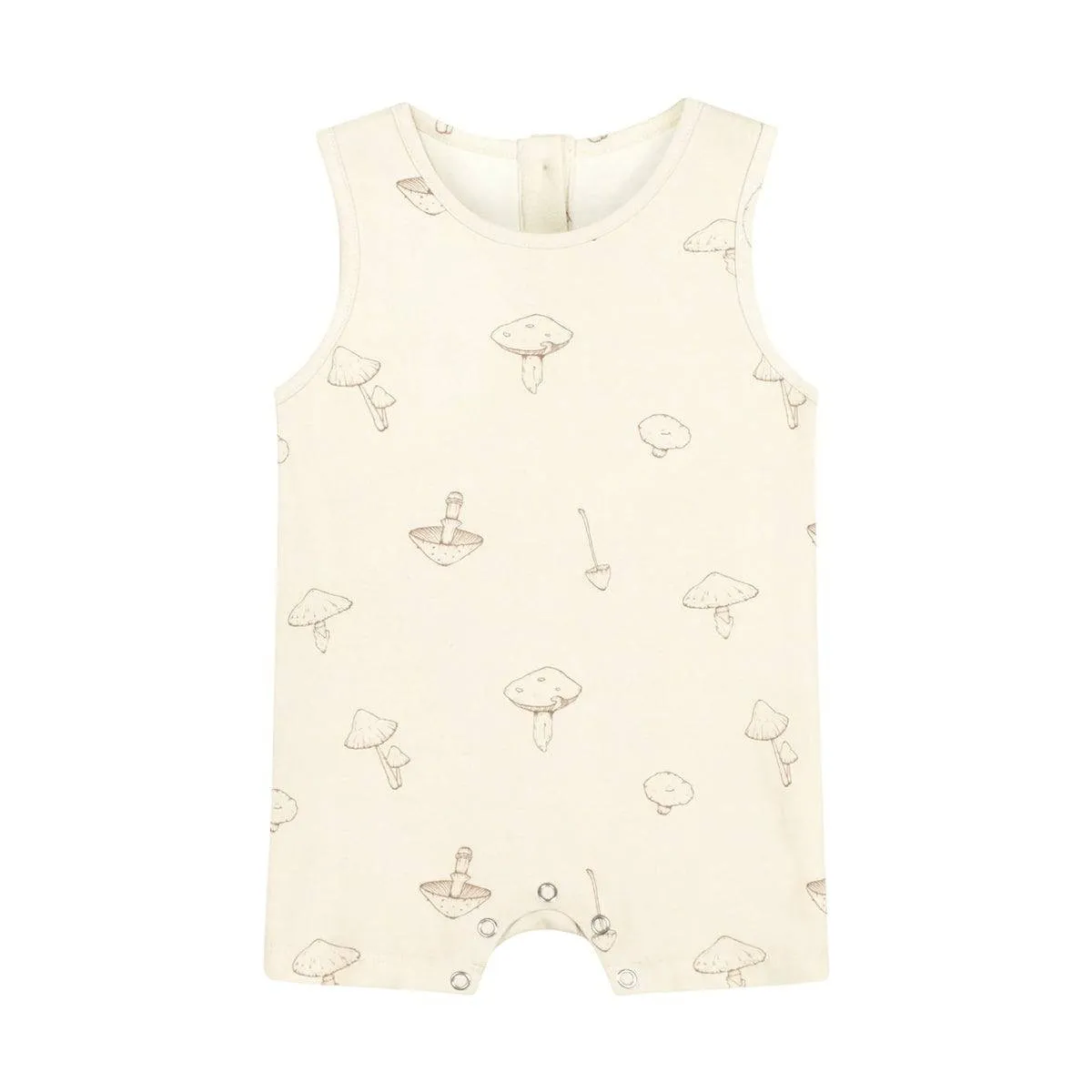 Organic Vest Sleeveless Baby Romper - Creamy Mushroom