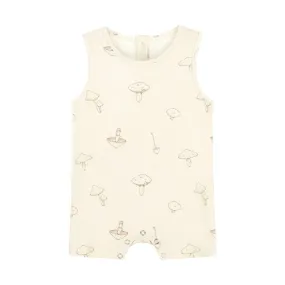 Organic Vest Sleeveless Baby Romper - Creamy Mushroom