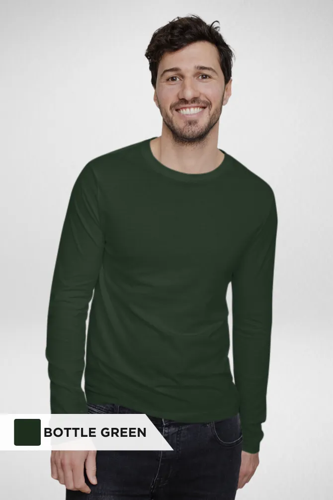 Pack Of 3 Full Sleeve T-Shirts Black Bottle Green and Maroon for Men