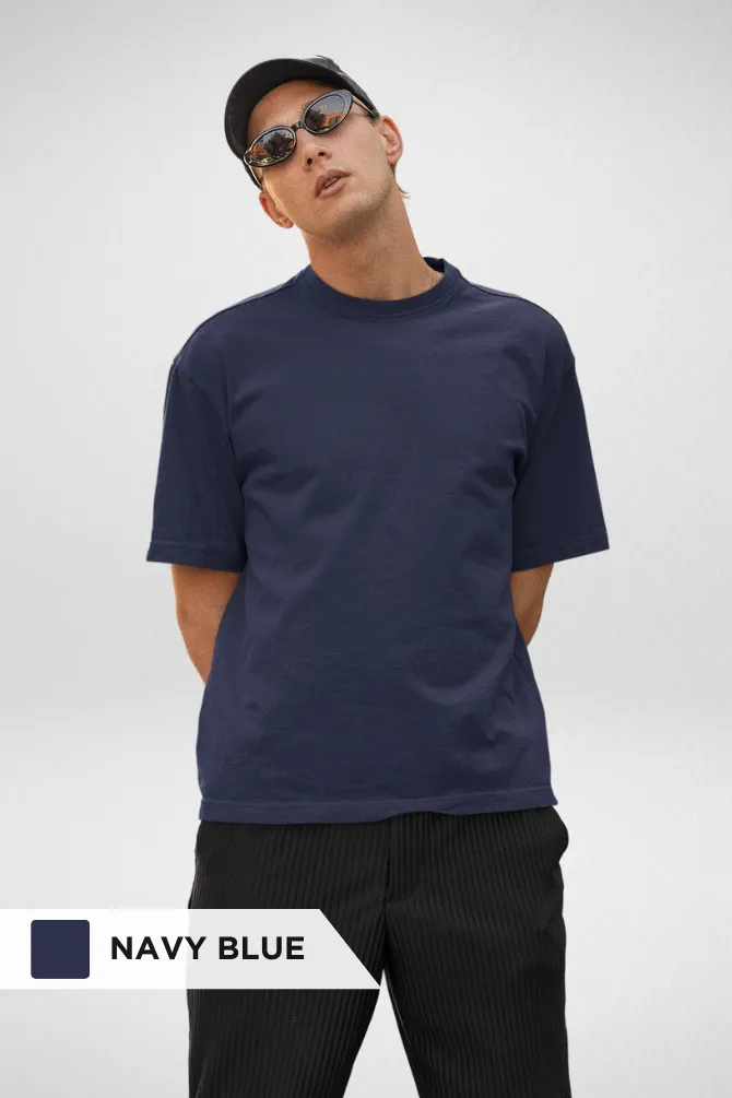 Pack Of 3 Oversized T-Shirts Black Maroon and Navy Blue for Men