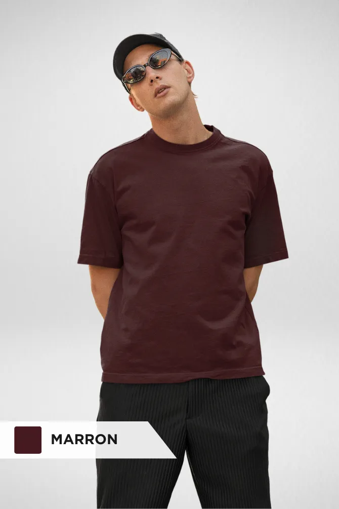 Pack Of 3 Oversized T-Shirts Black Maroon and Navy Blue for Men