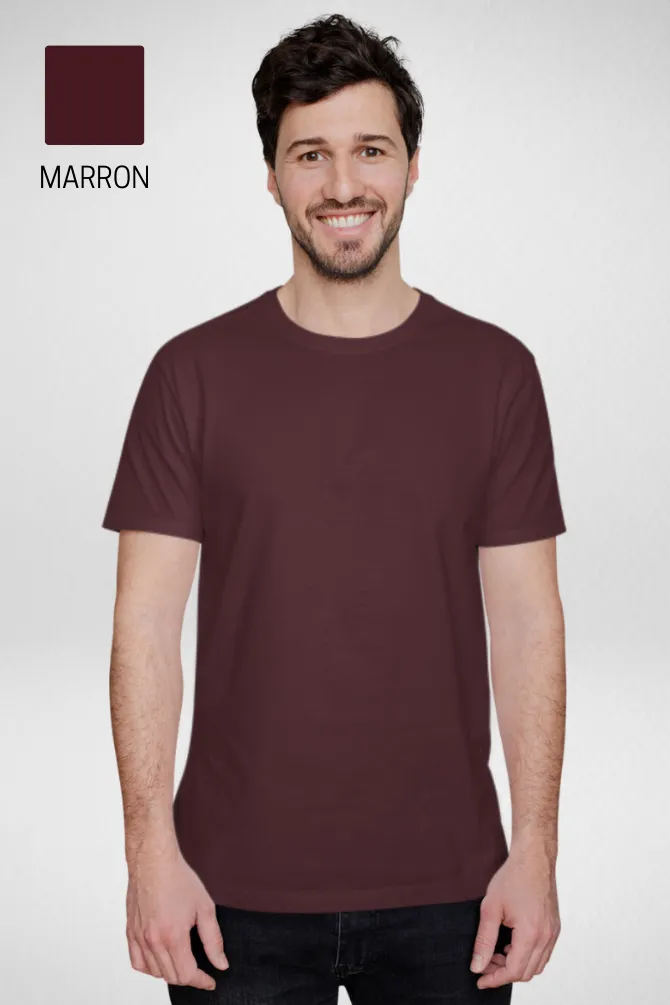 Pack Of 3 Plain T-shirts Black Maroon and Mustard Yellow for Men