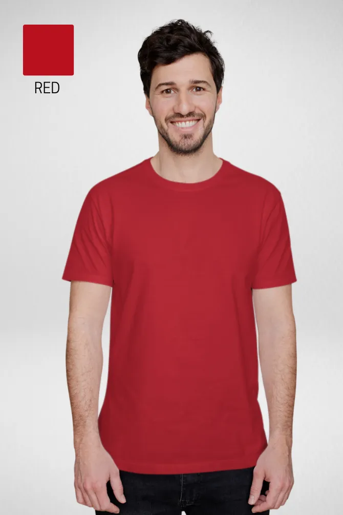 Pack Of 3 Plain T-shirts Red Brick Red and Maroon for Men