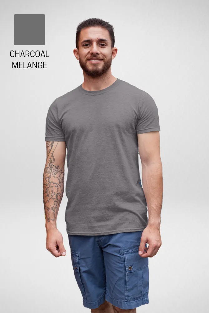 Pack Of 3 Plain T-shirts White Black and Charcoal Melange for Men