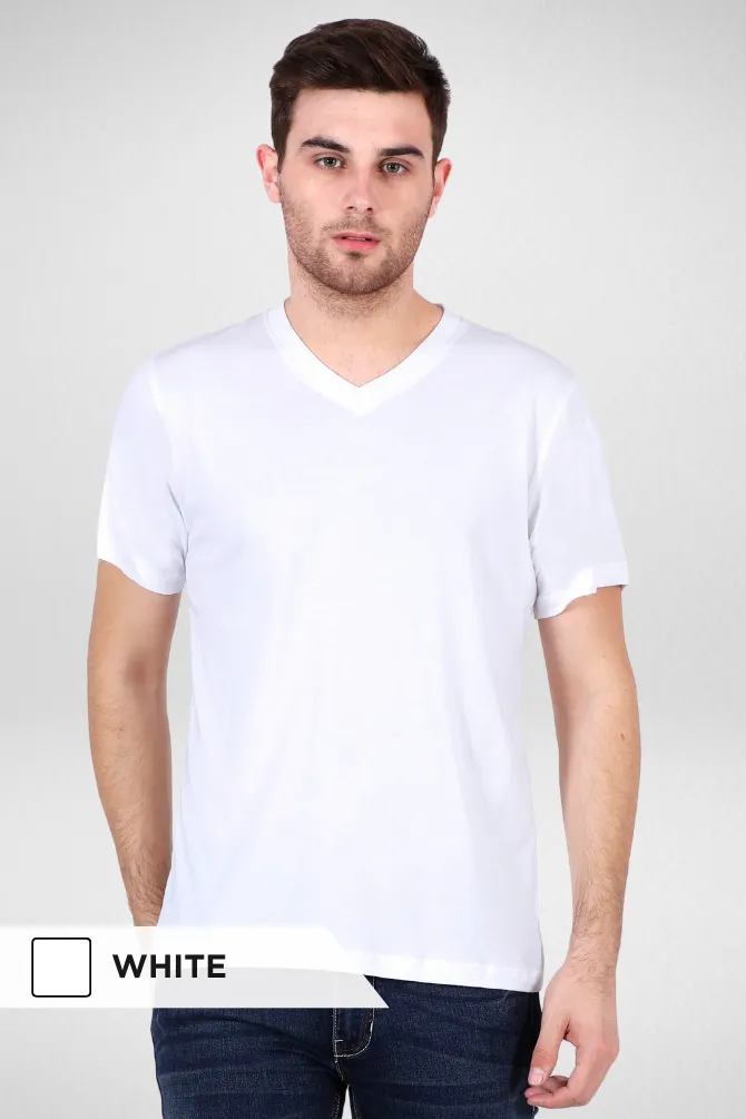 Pack Of 3 V Neck T-Shirts White Black and Grey Melange for Men