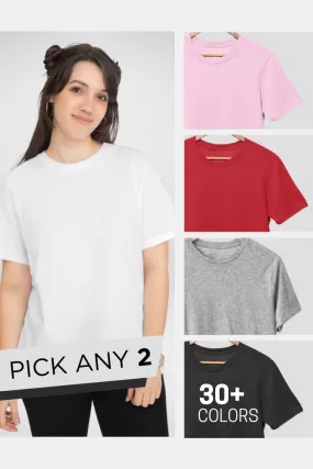 Pick Any 2 Plain T-shirts Combo for Women