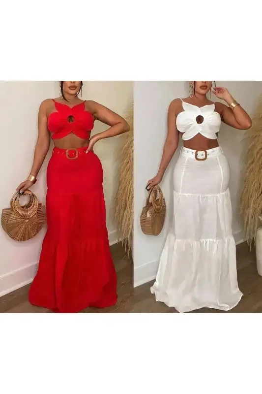 Picking Flowers Crop Top Maxi Skirt Set